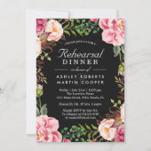 Matig klassy roze Floral Wedding Rehearsal Dinner Kaart (Voorkant)