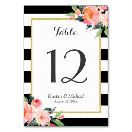 Matig klassy Stripes Floral Wedding Table Number Kaart