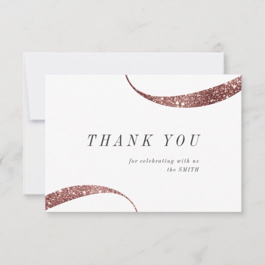 Matig, klein roos goudglitter bedankkaart (Voorkant)