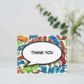 Matig kleurrijk Comic Book Speech Bubble Message Bedankkaart (Staand voorkant)