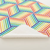 Matig kleurrijk regenboogpatroon sherpa deken (3/4)