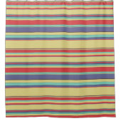 Matig kleurrijke strepen Blauw Geel Aqua Douchegordijn (Voorkant)