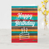 Matig kleurrijke Waterverf Stripes Cake Kaart (Gele Bloem)