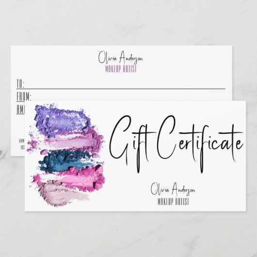 Matig kleurstaal maken artistieke cadeaubon (Voorkant / Achterkant)