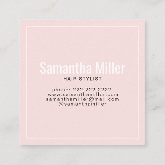 Matig kniproze herhalend tekstpatroonhaar vierkante visitekaartje (Achterkant)