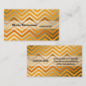 Matig, koel gulden en grijze chevron visitekaartje (Voorkant / Achterkant)