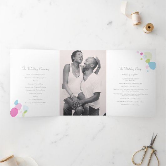 Matig koraal rood confetti bloembladen Weddenschap Drieluik Programma (Binnen)