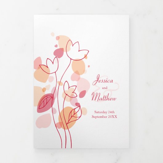 Matig koraal rood confetti bloembladen Weddenschap Drieluik Programma (Cover)