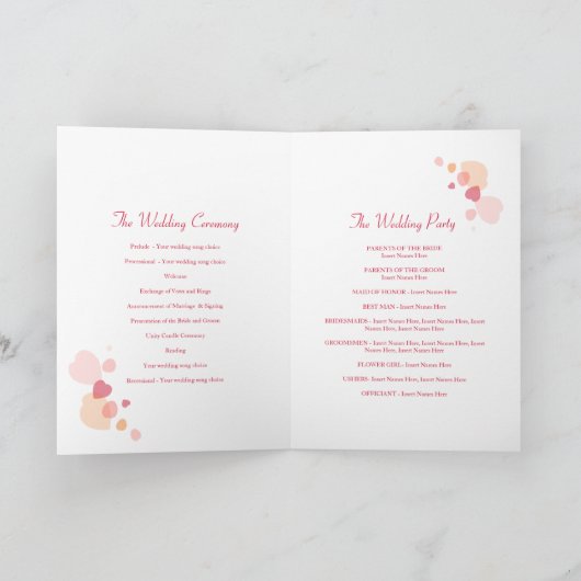 Matig koraal rood confetti bloembladen Weddenschap Programma (Binnen)