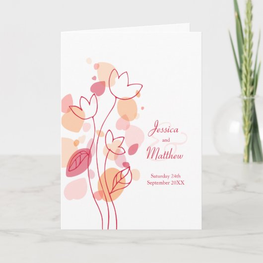 Matig koraal rood confetti bloembladen Weddenschap Programma (Voorkant)