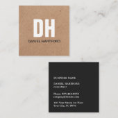 Matig kraftpapier (gedrukt) Witte bolmonogram Vierkante Visitekaartje (Voorkant / Achterkant)