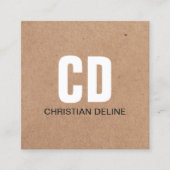 Matig kraftpapier (gedrukt) Witte bolmonogram Vierkante Visitekaartje (Voorkant)