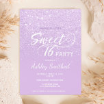 Matig lavender glitter ombre paars Sweet 16 Kaart<br><div class="desc">Een moderne,   faux lavender glitter douche ombre met paarse kleurenblok Sweet 16 verjaardagsfeestuitnodiging met elegante typografie met paars ombre patroon. Ideaal voor een prinses Sweet-zestien.</div>