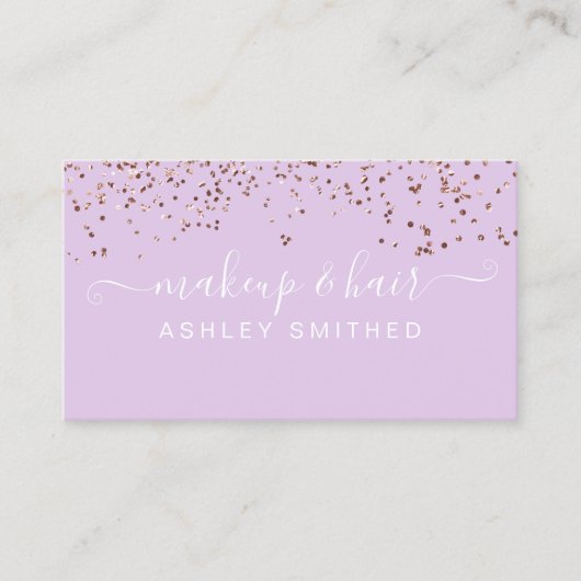Matig lavender roos goud confetti makeup haar visitekaartje (Voorkant)