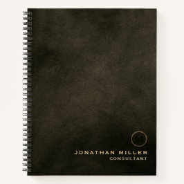 Matig leder in nood, geborsteld goudmonogram notitieboek