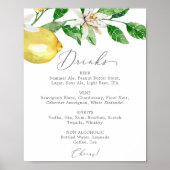 Matig Lemon Garden Wedding Drink Menu Sign Poster (Voorkant)
