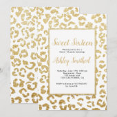 Matig leopard-patroon voor goudglitter Sweet 16 Kaart (Voorkant / Achterkant)