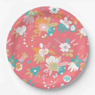 Matig leuke kleurrijke florale papieren bordje