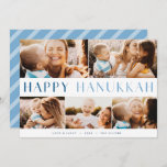 Matig licht | Elegant Hanukkah 5 Foto Collage Feestdagenkaart<br><div class="desc">Deel de vreugde van Hanukkah met deze kleurrijke fotocollage kaarten met 5 van je favoriete landschap of horizontale georiënteerde foto's. "Happy Hanukkah" verschijnt in het centrum in een modern bicolortype,  met je familienaam,  aangepaste groet (getoond met "liefde en licht") en het jaar onderaan.</div>