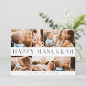 Matig licht | Elegant Hanukkah 5 Foto Collage Feestdagenkaart (Staand voorkant)
