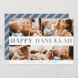 Matig licht | Elegant Hanukkah 5 Foto Collage Feestdagenkaart<br><div class="desc">Deel de vreugde van Hanukkah met deze kleurrijke fotocollage kaarten met 5 van je favoriete landschap of horizontale georiënteerde foto's. "Happy Hanukkah" verschijnt in het centrum in een modern bicolortype,  met je familienaam,  aangepaste groet (getoond met "liefde en licht") en het jaar onderaan.</div>