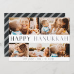 Matig licht | Elegant Hanukkah 5 Foto Collage Ho Feestdagenkaart<br><div class="desc">Deel de vreugde van Hanukkah met deze kleurrijke fotocollage kaarten met 5 van je favoriete landschap of horizontale georiënteerde foto's. "Happy Hanukkah" verschijnt in het centrum in een modern bicolortype,  met je familienaam,  aangepaste groet (getoond met "liefde en licht") en het jaar onderaan.</div>