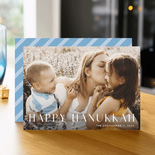 Matig licht | Elegant Single Photo Hanukkah Feestdagenkaart