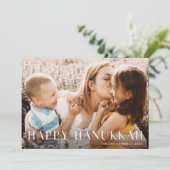 Matig licht | Elegant Single Photo Hanukkah Feestdagenkaart (Staand voorkant)