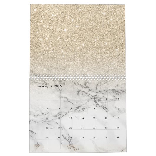 Matig licht glitter ombre glitter marmer kalender (Jan 2026)