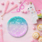 Matig licht roze aqua ombre dragonflies papieren bordje (Feest)