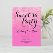 Matig licht roze glitter ombre Sweet 16 Kaart (Staand voorkant)
