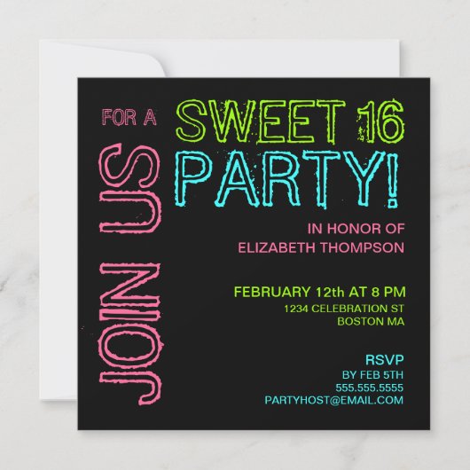 Matig licht zoet 16 uitnodiging op verjaardag (Voorkant)