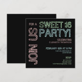 Matig licht zoet 16 uitnodiging op verjaardag (Voorkant / Achterkant)