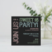 Matig licht zoet 16 uitnodiging op verjaardag (Staand voorkant)