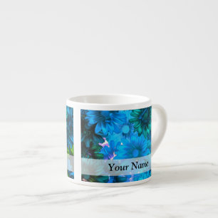 Matig lichtblauw bloempatroon espresso kop