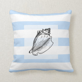 Matig lichtblauw zee schelpstrand kussen