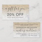 Matig lichtgoud glitter marmer ombre kortingskaartje (Voorkant / Achterkant)