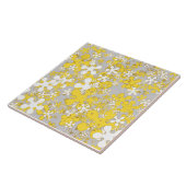 Matig lichtgrijs, wit, mosterdgeel, bloem tegeltje (Zijkant)