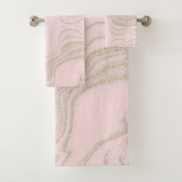 Matig lichtroze geel abstract marmer patroon bad handdoek