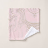 Matig lichtroze geel abstract marmer patroon bad handdoek (Wasdoekje)
