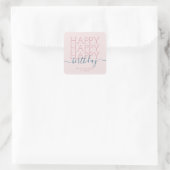 Matig lichtroze Happy Birthday Vierkante Sticker (Tas)