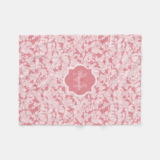 Matig lichtroze monogram voor meisjes met naam fleece deken (Voorkant (Horizontaal))