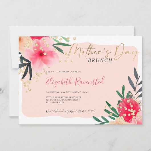 Matig lichtroze roze roze roestvrij moederdag kaart (Voorkant)