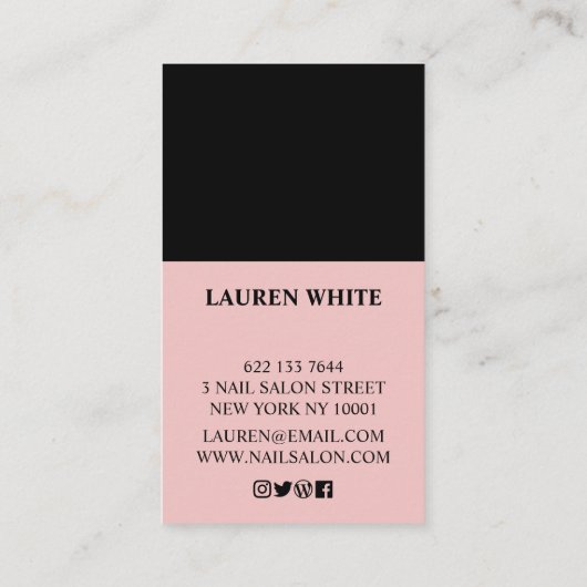 Matig lichtroze, stijlvol, stijlvol, trendy nagels visitekaartje (Achterkant)