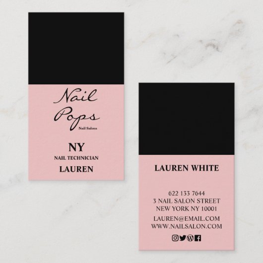 Matig lichtroze, stijlvol, stijlvol, trendy nagels visitekaartje (Voorkant / Achterkant)