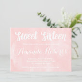 Matig lichtroze waterverf Sweet 16 Kaart (Staand voorkant)