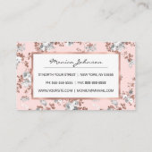 Matig lichtroze witte roos goud glitter floral aanbevelingskaartje (Achterkant)