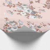 Matig lichtroze witte roos goud glitter floral cadeaupapier (Hoek)