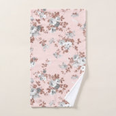 Matig lichtroze witte roos goud glitter floral handdoek (Handdoek)