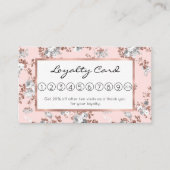 Matig lichtroze witte roos goud glitter floral klantenkaartje (Voorkant)